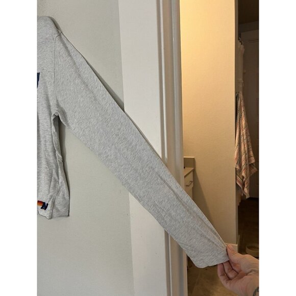 AVIATOR NATION Light Gray Long Sleeve Logo Tee T-Shirt - Women's Medium - Picture 5 of 13